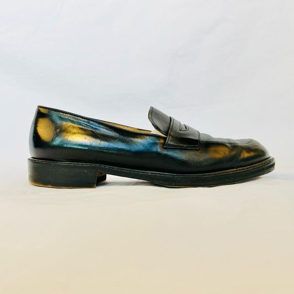 Joan & David hand made in Italy black leather loafers flats size 40 Eur 10 US